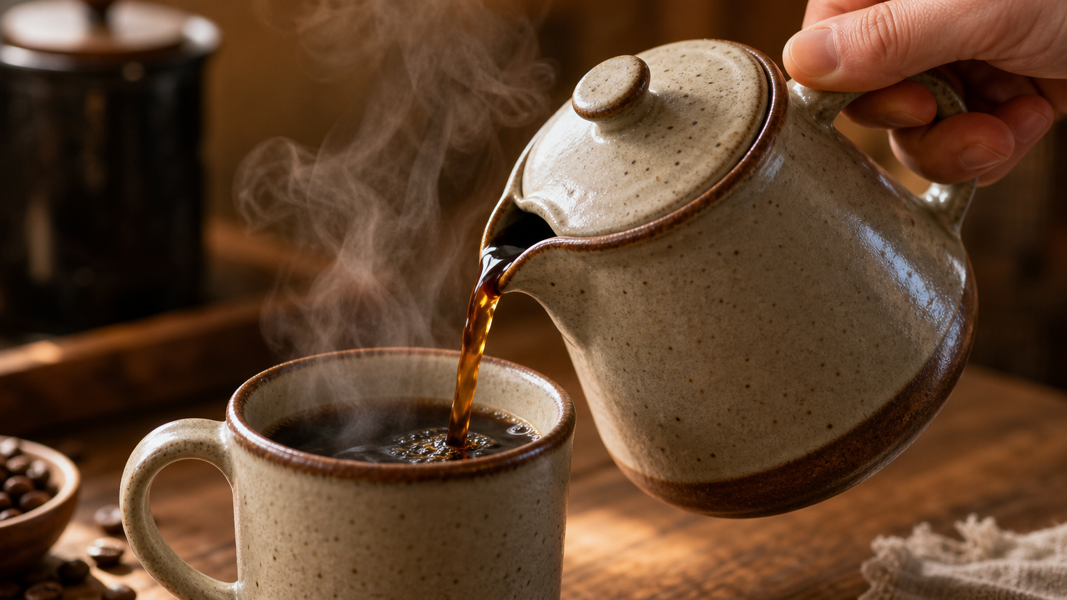 コーヒーを注ぐ手元