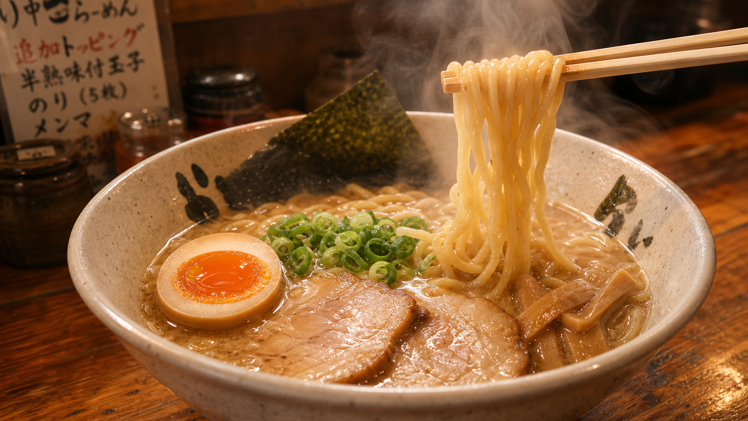 ラーメン店のクローズアップ